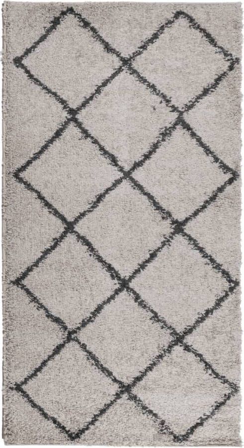 VidaXL -Vloerkleed-shaggy-hoogpolig-modern-60x110-cm-beige-en-antraciet