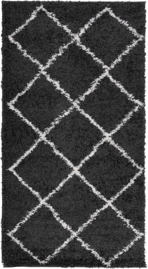 VidaXL Vloerkleed PAMPLONA shaggy hoogpolig 60x110 cm crÃ¨me en zwart