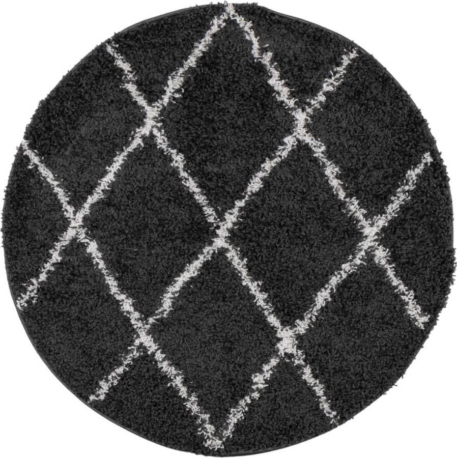 VidaXL Vloerkleed shaggy hoogpolig modern Ã 80 cm zwart en crÃ¨me