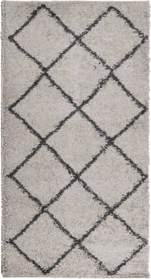 The Living Store PAMPLONA Vloerkleed 80 x 150 cm Zacht en donzig Beige Antraciet Polypropeen Shaggy Vloerkleed Living Room Beige Vloerkleed Antraciet Vloerkleed Zacht Vloerkleed - Foto 2
