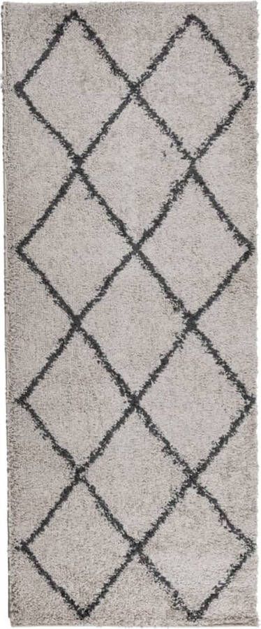 The Living Store PAMPLONA Shaggy Vloerkleed 80 x 200 cm Beige en Antraciet 100% Polypropeen Shaggy Vloerkleed Beige Vloerkleed Antraciet Hoge Polijst Vloerkleed Living Room - Foto 2
