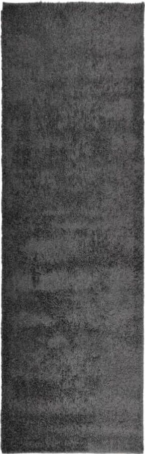 The Living Store Vloerkleed PAMPLONA shaggy hoogpolig modern 80x250 cm antraciet Shaggy Vloerkleed Antraciet Vloerkleed Woonkamer Tapijt Slaapkamer Tapijt Groot Vloerkleed - Foto 2