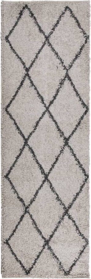 VidaXL -Vloerkleed-shaggy-hoogpolig-modern-80x250-cm-beige-en-antraciet