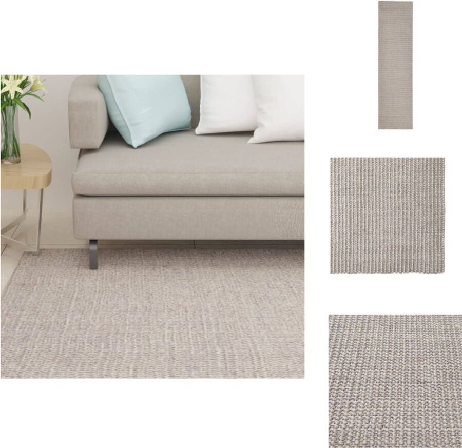 vidaXL Vloerkleed Sisal 80 x 300 cm Zand 100% sisal Anti-slip Vloerkleed