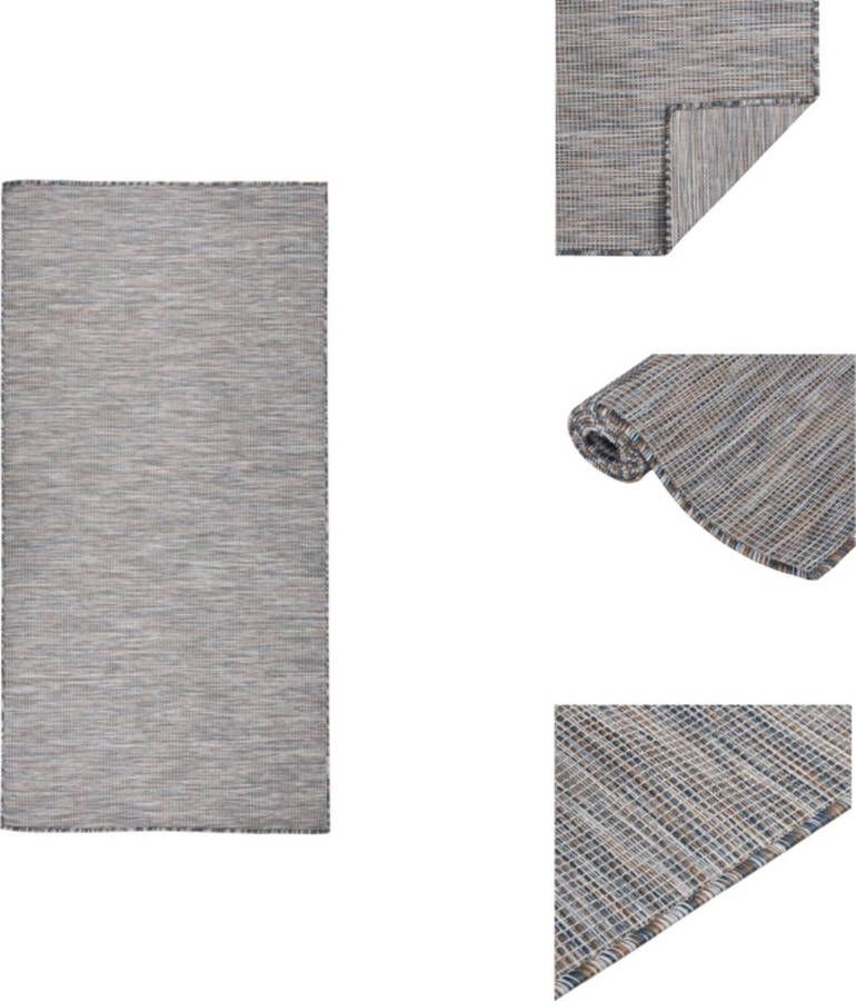 VidaXL Buitenkleed Buitenkleden Tuinkleed Platgeweven Buitenkleed platgeweven 100x200 cm bruin en blauw
