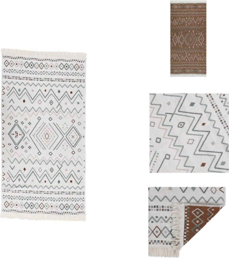 VidaXL Vloerkleed Voerkleed 100 x 300 cm Beige Blauw Vloerkleed