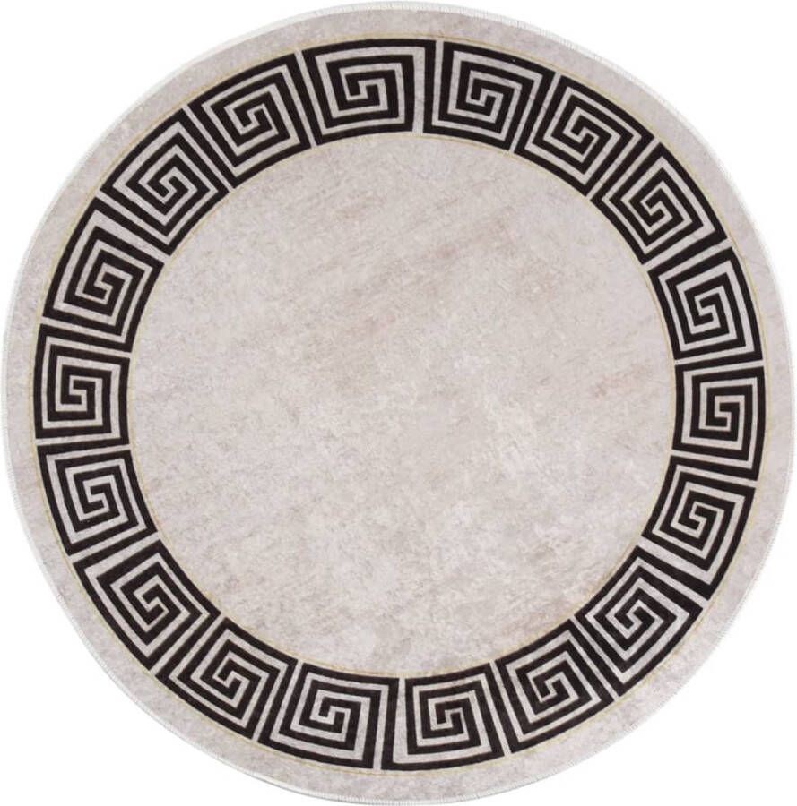 VidaXL Vloerkleed wasbaar anti-slip Ã¸120 cm lichtbeige