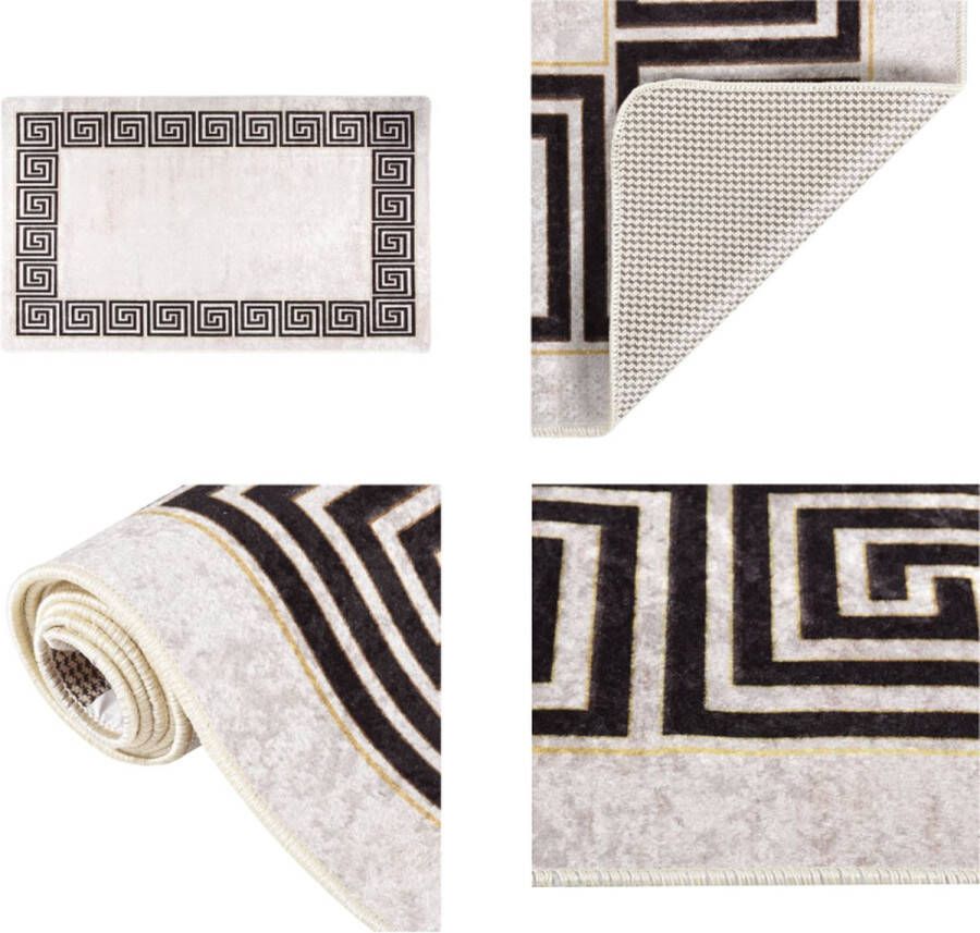 VidaXL Vloerkleed wasbaar anti-slip 120x180 cm lichtbeige Vloerkleed Vloerkleden Loper Vloerkleed Loper Vloerkleden