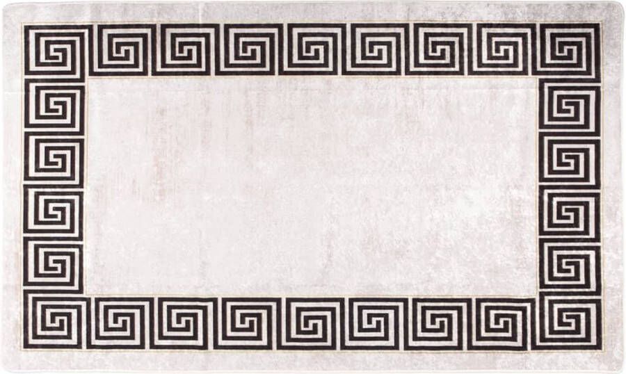 VidaXL -Vloerkleed-wasbaar-anti-slip-150x230-cm-wit-en-zwart