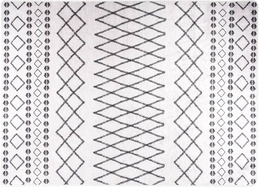 VidaXL -Vloerkleed-wasbaar-anti-slip-150x230-cm-zwart-en-wit