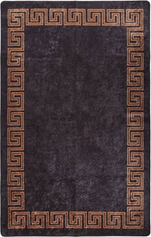 VidaXL -Vloerkleed-wasbaar-anti-slip-160x230-cm-zwart-en-goudkleurig - Foto 2