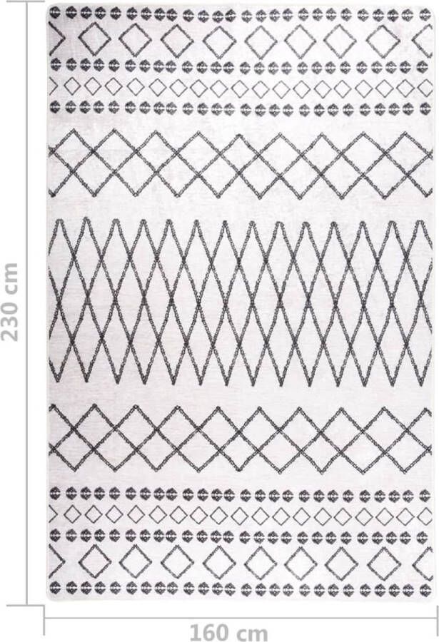 VidaXL -Vloerkleed-wasbaar-anti-slip-160x230-cm-zwart-en-wit - Foto 2