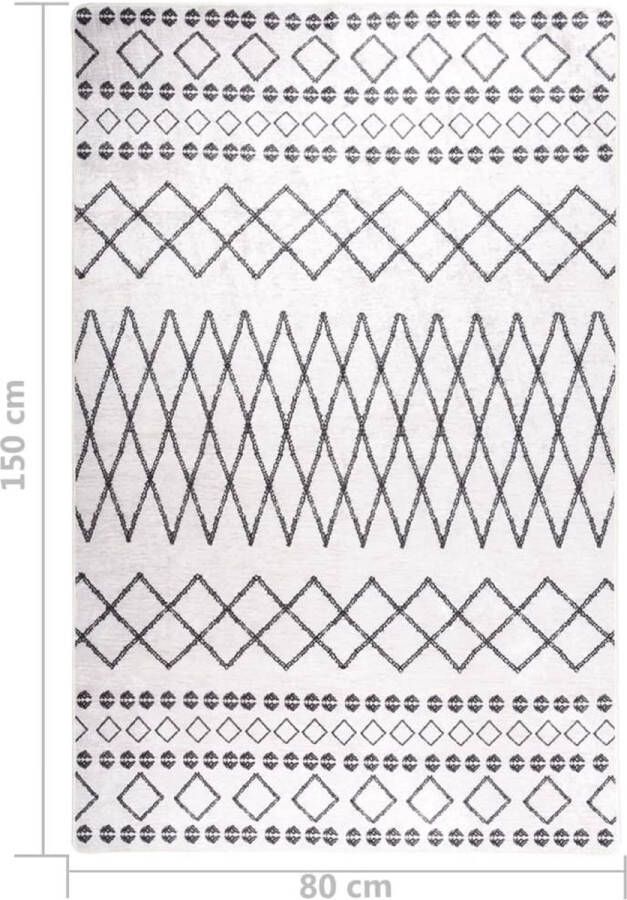 VidaXL -Vloerkleed-wasbaar-anti-slip-80x150-cm-zwart-en-wit