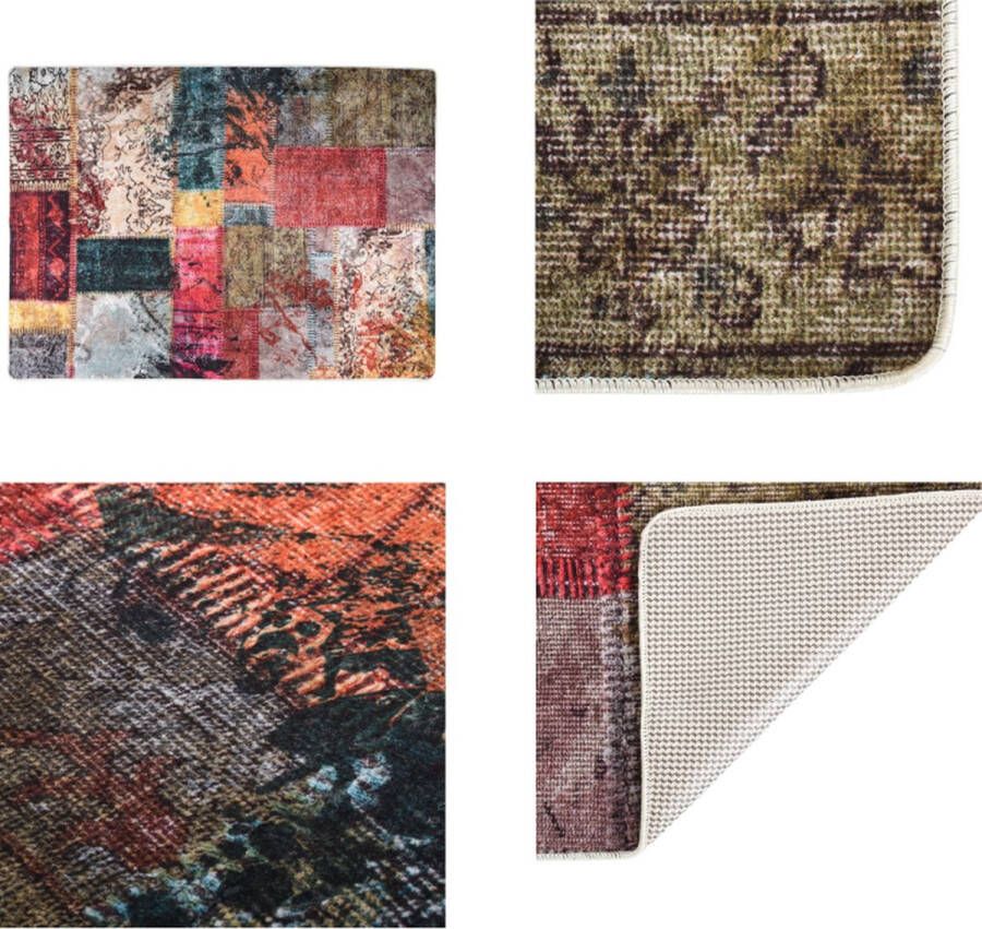 VidaXL Vloerkleed wasbaar anti-slip patchwork 120x180 cm meerkleurig Vloerkleed Vloerkleden Loper Vloerkleed Loper Vloerkleden