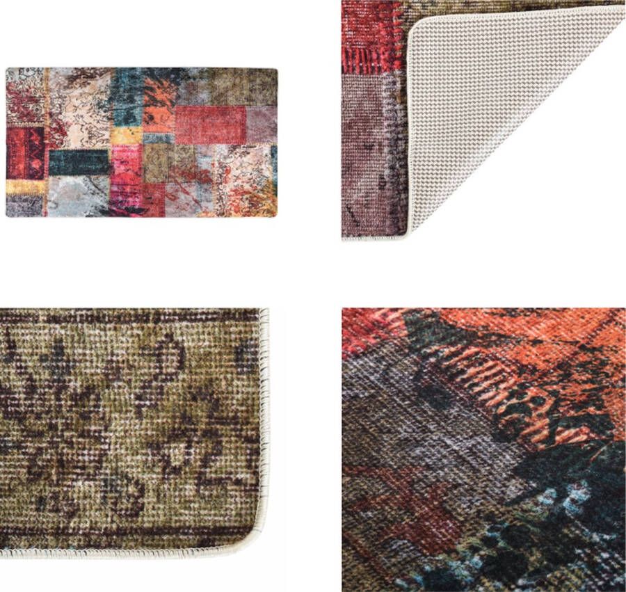 VidaXL Vloerkleed wasbaar anti-slip patchwork 190x300 cm meerkleurig Vloerkleed Vloerkleden Loper Vloerkleed Loper Vloerkleden