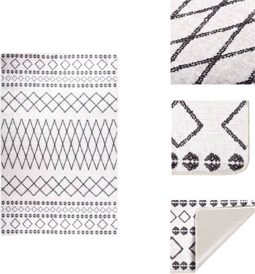 VidaXL Vloerkleed Vloerkleden Loper Vloerkleed Loper Vloerkleden Vloerkleed wasbaar anti-slip 80x150 cm zwart en wit - Foto 2