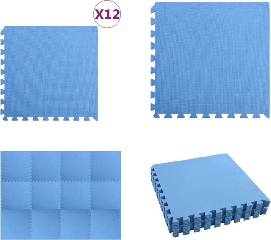 VidaXL Vloermatten 12 st 4-32 ? EVA-schuim blauw Sportmat Sportmatten Puzzelsportmat Puzzelsportmatten