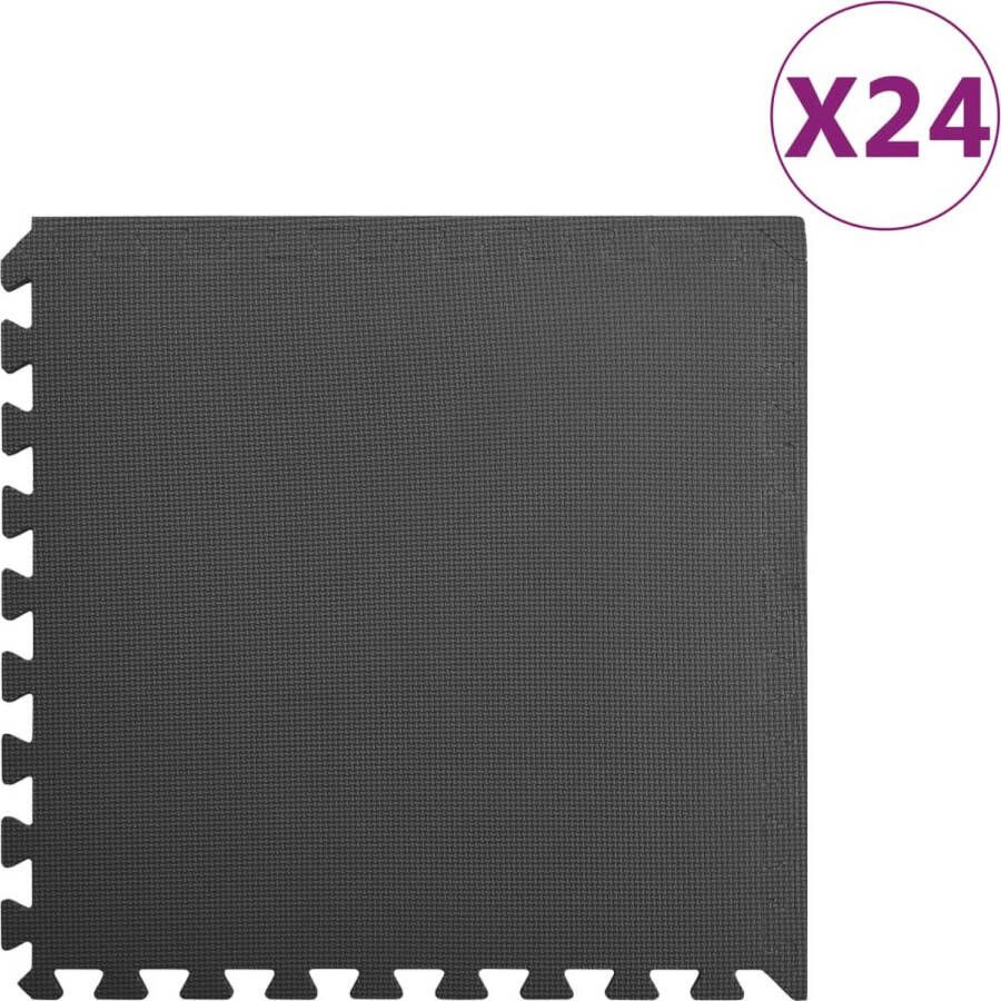 VidaXL Vloermatten 24 st EVA-schuim zwart Puzzelmat Sportmat Gymschoenen Trainingsmat Yogamat Kids Play Mat Antislip Mat Waterdicht Mat Zwarte Mat - Foto 2