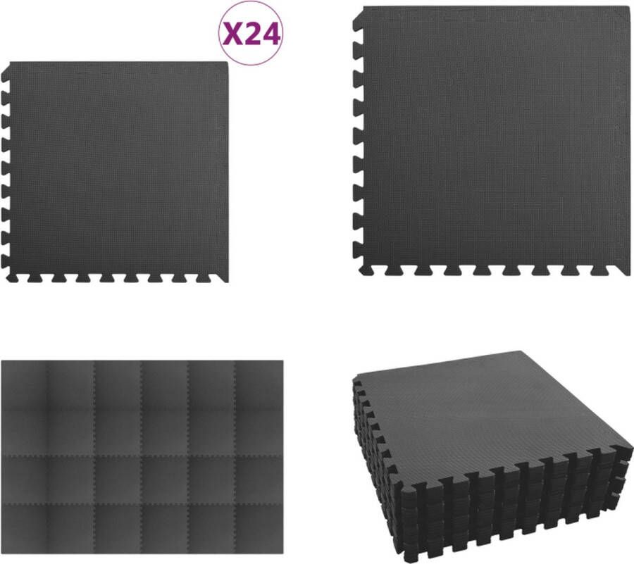 VidaXL Vloermatten 24 st 8 64 ㎡ EVA-schuim zwart Sportmat Sportmatten Puzzelsportmat Puzzelsportmatten