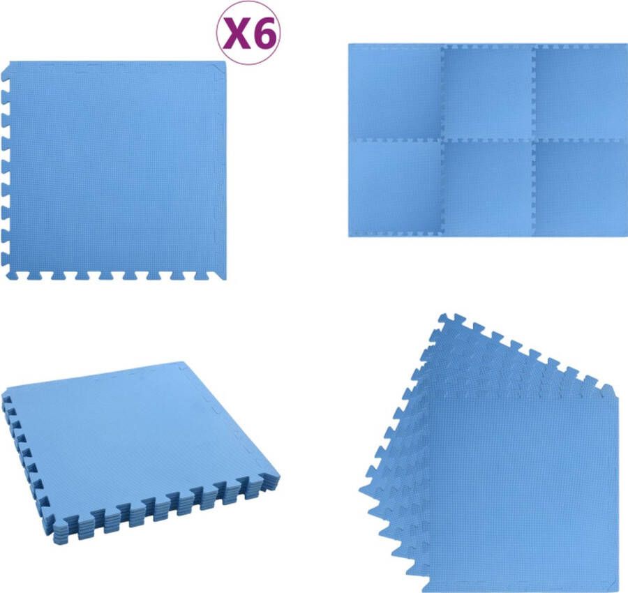 vidaXL Vloermatten 6 st 2-16 ? EVA-schuim blauw Sportmat Sportmatten Puzzelsportmat Puzzelsportmatten