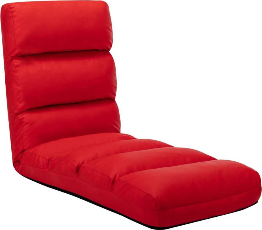 VidaXL Vloerstoel Inklapbaar Kunstleer Rood Vloerstoel Lounge Stoel Lounge Bed Vouwstoel Tuinstoel Terrasstoel Relaxfauteuil Zitbank Opvouwbare Stoel Outdoor Meubilair Kunstleder - Foto 2