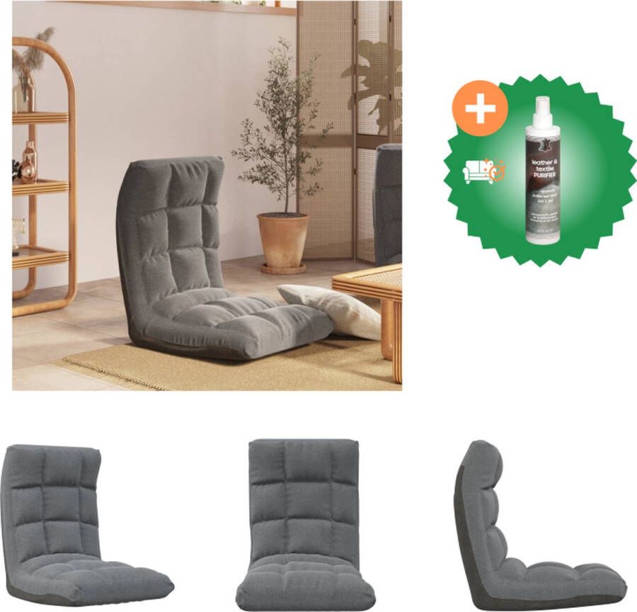 VidaXL Vloerstoel inklapbaar stof lichtgrijs Chaise longue Inclusief Reiniger