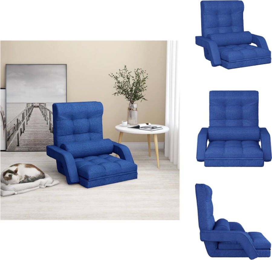VidaXL Vloerstoel Loungebed 160x72x24 cm Inklapbaar Blauw Chaise longue
