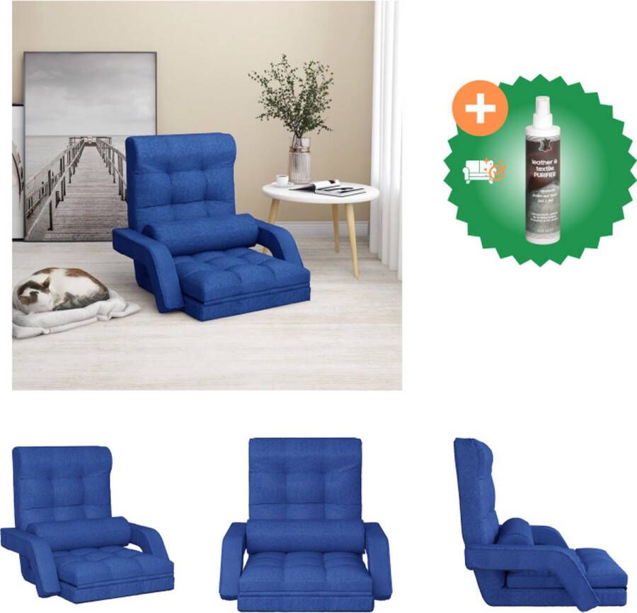 VidaXL Vloerstoel met bedfunctie inklapbaar stof blauw Chaise longue Inclusief Reiniger