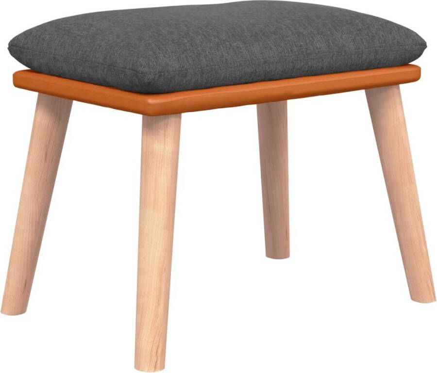 VidaXL Voetenbank Donkergrijs Stijlvol en Comfortabel Voetenbank Stoffen Voetenbank Donkere Voetenbank Houten Poten Relaxstoel Lounge Meubels Salontafel - Foto 3