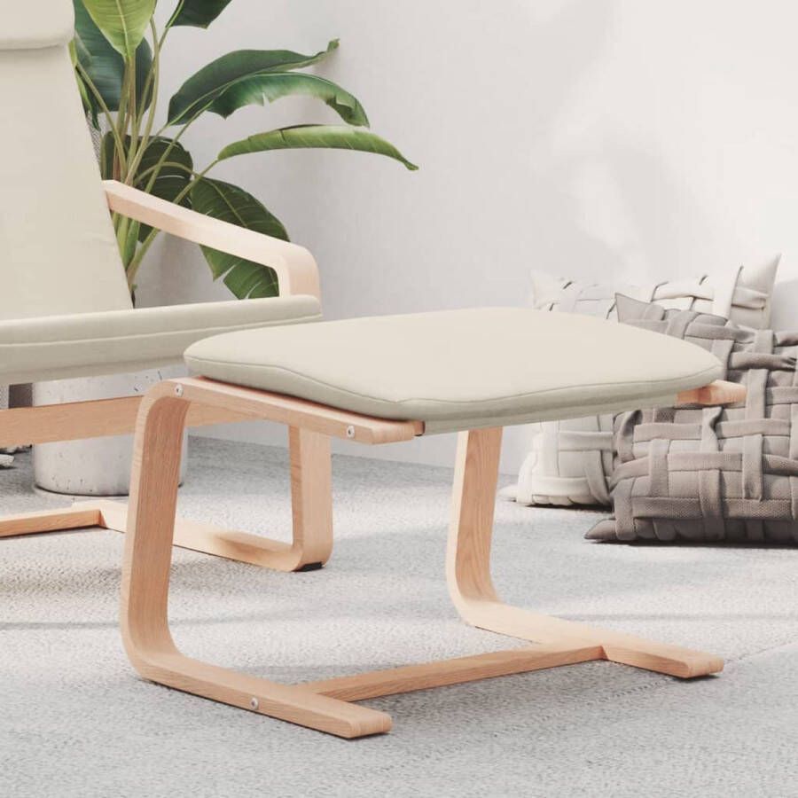 VidaXL Voetenbank Crèmekleurig Polyester Voetenbank Relaxstoel Stoel Lounge Meubilair Salontafel Woonkamerdecoratie Beige Meubels Creme Meubels - Foto 3