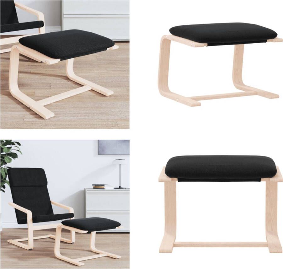 VidaXL Voetenbank 51x41x40 cm stof zwart Voetenbank Voetenbanken Voetenbankje Voetensteun