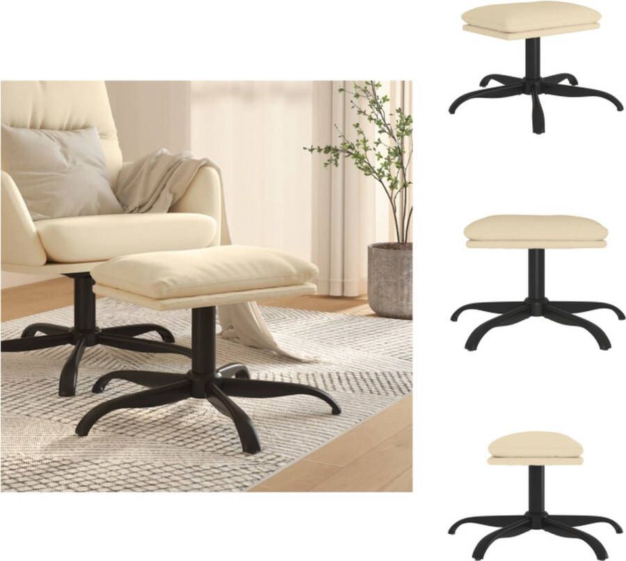 VidaXL Voetenbank Voetenbanken Voetenbankje Voetensteun Voetenbank 60x60x36 cm stof crèmekleurig - Foto 2