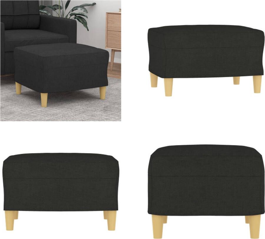 VidaXL Voetenbank 60x50x41 cm Stof Zwart Voetenbank Zwart Stoffen Voetenbank Loungevoetbank Relaxstoel - Foto 3