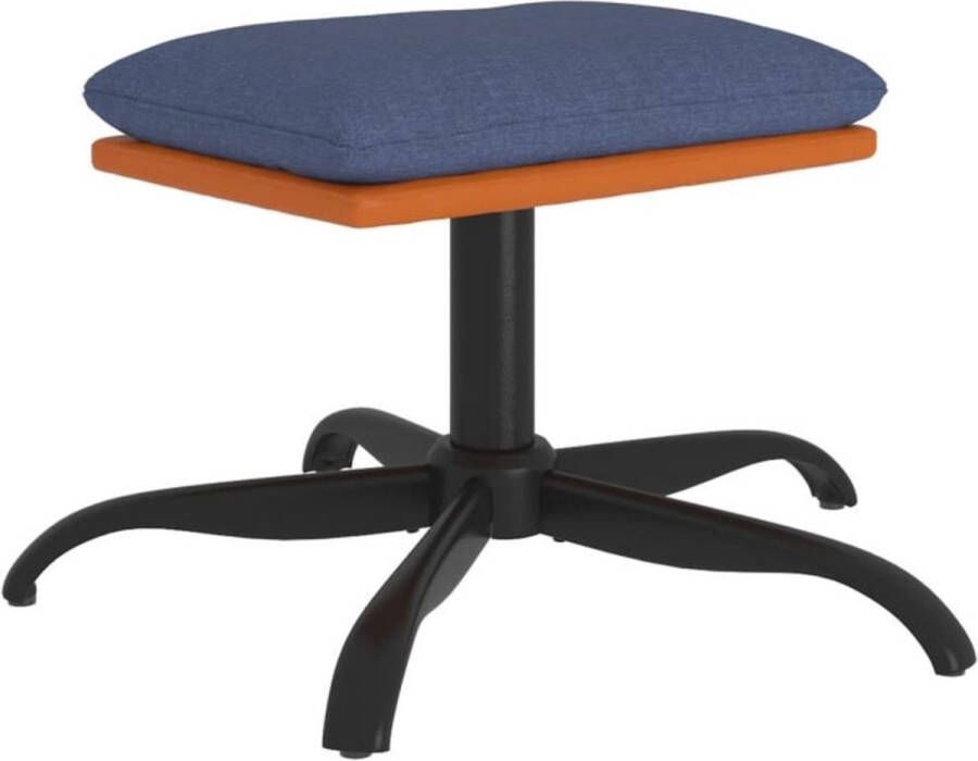 VidaXL Voetenbank 60x60x36 cm stof en kunstleer blauw Voetenbank Voetenbanken Voetenbankje Voetensteun