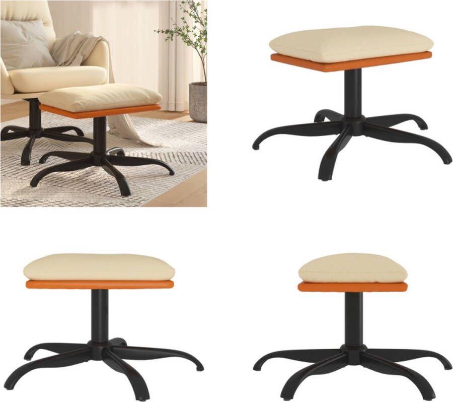 VidaXL Voetenbank 60x60x36 cm stof en kunstleer crèmekleurig Voetenbank Voetenbanken Voetenbankje Voetensteun