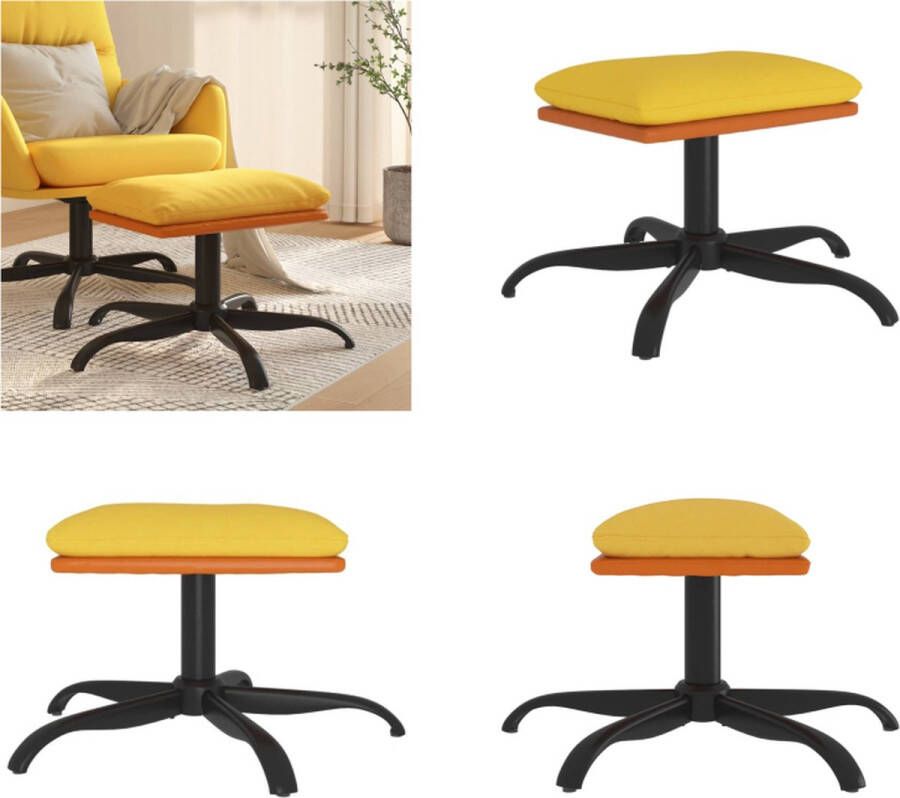 VidaXL Voetenbank 60x60x36 cm stof en kunstleer mosterdgeel Voetenbank Voetenbanken Voetenbankje Voetensteun - Foto 2