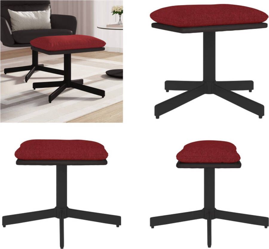 VidaXL Voetenbank 60x60x36 cm stof en kunstleer wijnrood Voetenbank Voetenbanken Voetenbankje Voetensteun