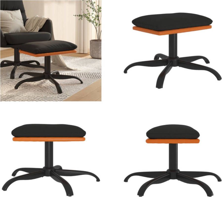 VidaXL Voetenbank 60x60x36 cm stof en kunstleer zwart Voetenbank Voetenbanken Voetenbankje Voetensteun