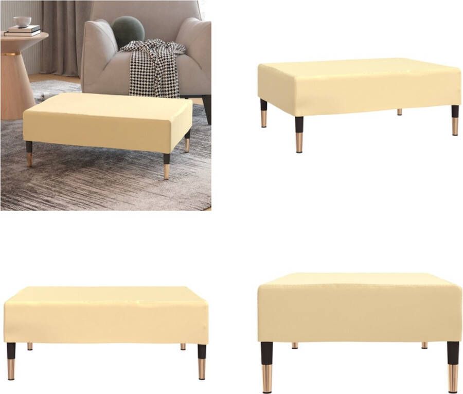 VidaXL Voetenbank 78x56x32 cm fluweel crèmekleurig Voetenbank Voetenbanken Voetensteun Voetensteunen