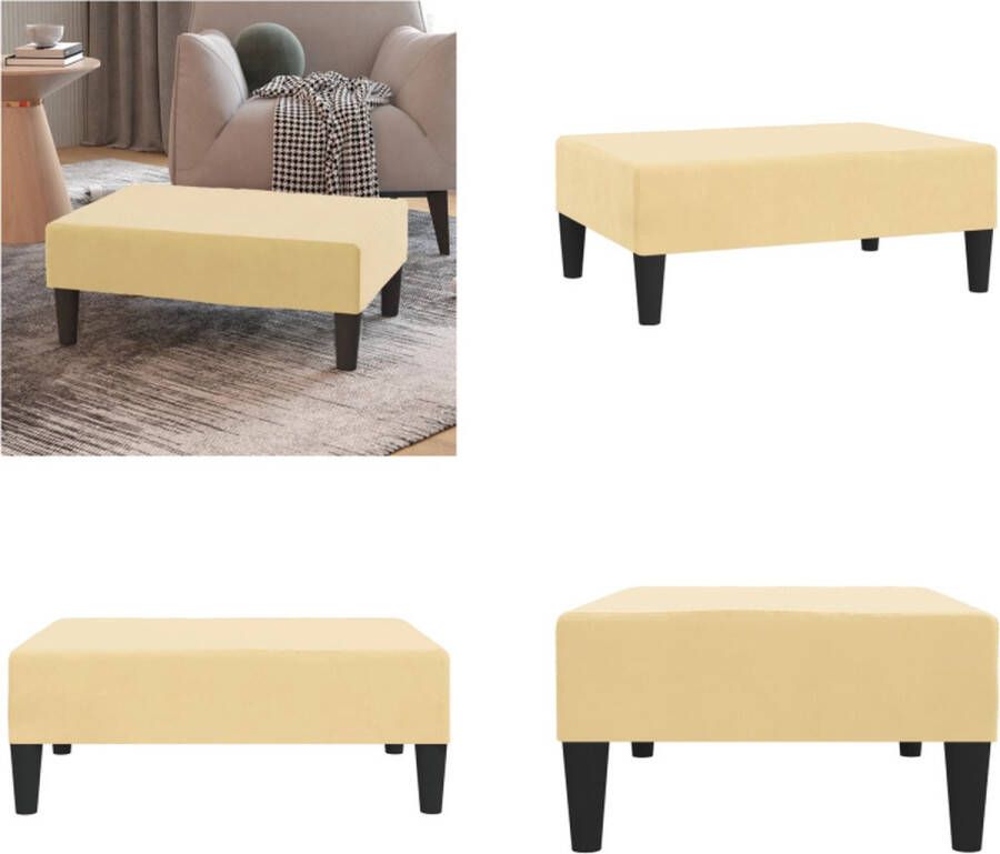 VidaXL Voetenbank 78x56x32 cm fluweel crèmekleurig Voetenbank Voetenbanken Voetensteun Voetensteunen