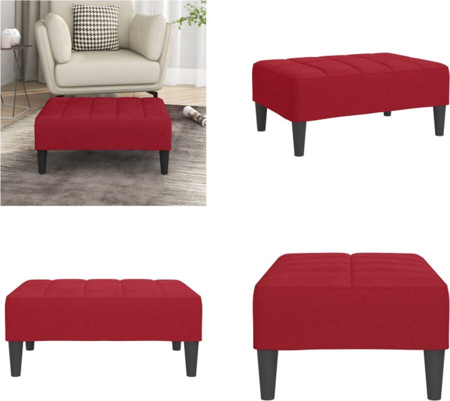 VidaXL Voetenbank 78x56x32 cm fluweel wijnrood Voetenbank Voetenbanken Voetensteun Voetensteunen