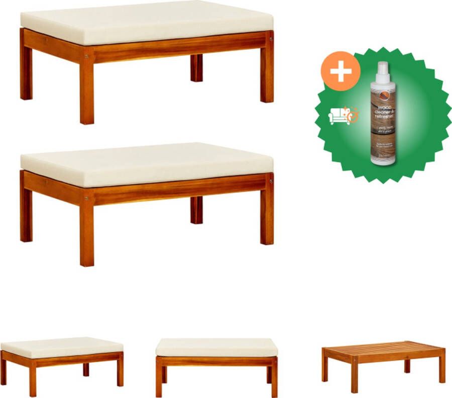 VidaXL Voetenbank Massief Acaciahout 85 x 57 x 29 cm Donkergrijs kussen Poef Inclusief Houtreiniger en verfrisser - Foto 2