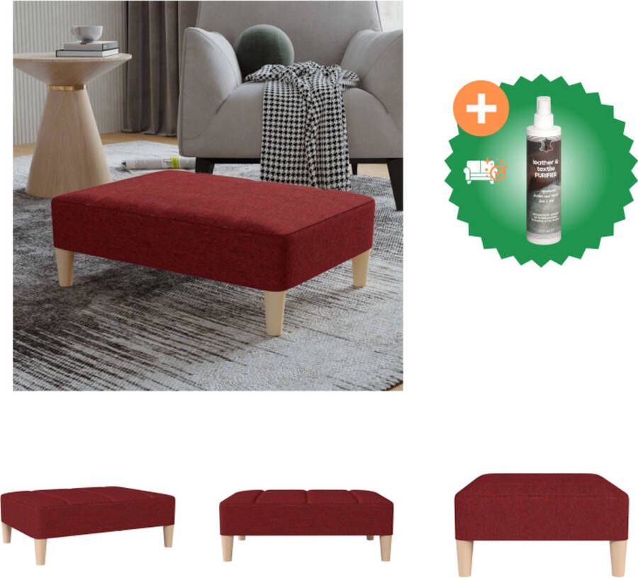 VidaXL voetenbank Afmetingen- 78x56x32 cm Kleur- Wijnrood Materiaal- Stof Kunststof Multiplex Montage vereist Voetenbankje Inclusief Reiniger