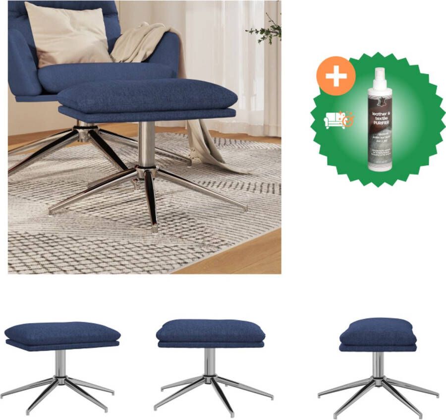 VidaXL Voetenbank Blauw 60 x 60 x 35 cm Stijlvol en comfortabel Voetenbankje Inclusief Reiniger