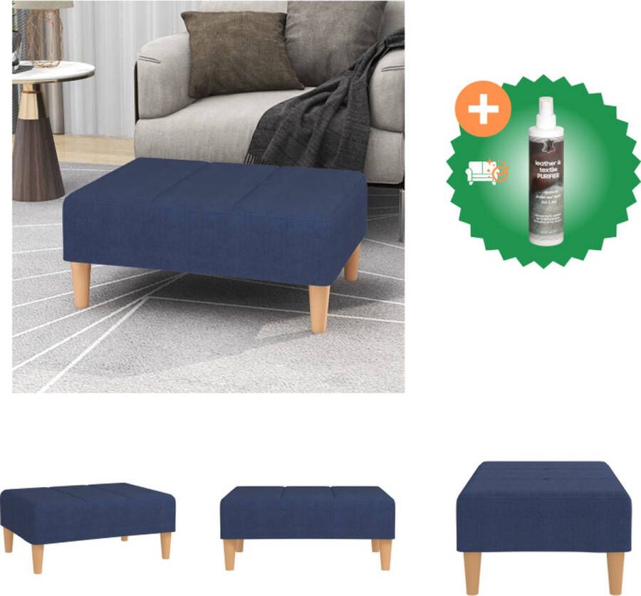 VidaXL Voetenbank blauw 78 x 56 x 32 cm stoffen bekleding kunststof multiplex montage vereist Voetenbankje Inclusief Reiniger