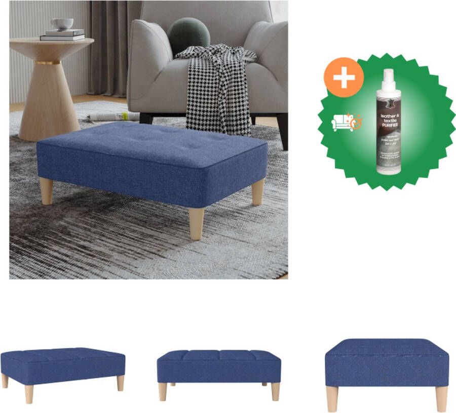 VidaXL Voetenbank blauw 78 x 56 x 32 cm stoffen bekleding kunststof multiplex montage vereist Voetenbankje Inclusief Reiniger - Foto 3