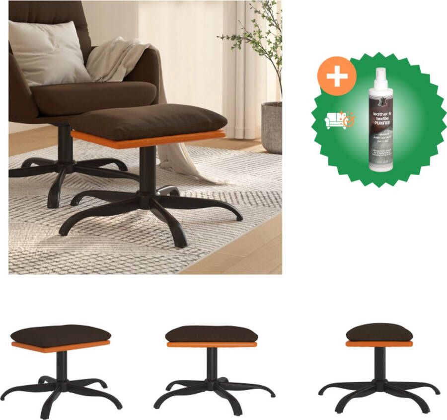 VidaXL Voetenbank Modern Design 60x60x36 cm Bruin stof zwart kunstleer Metalen poten Montage vereist Voetenbankje Inclusief Reiniger - Foto 2