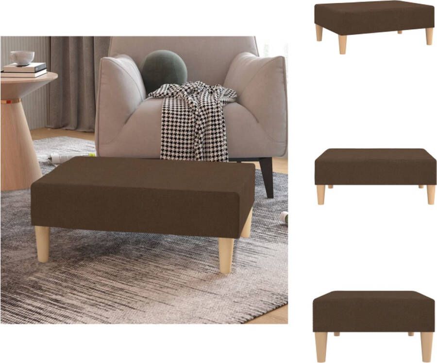 VidaXL Voetenbank Bruin 78 x 56 x 32 cm Stof Kunststof met houtlook en multiplex Voetenbankje