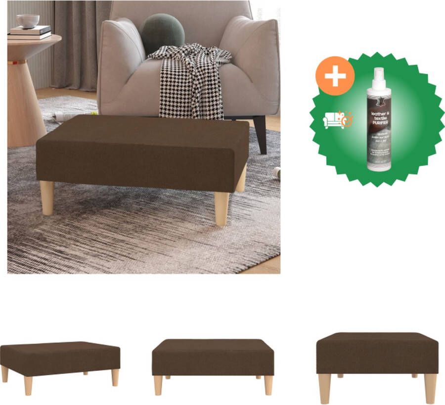 VidaXL Voetenbank Bruin 78 x 56 x 32 cm Stof Kunststof met houtlook en multiplex Voetenbankje Inclusief Reiniger - Foto 2