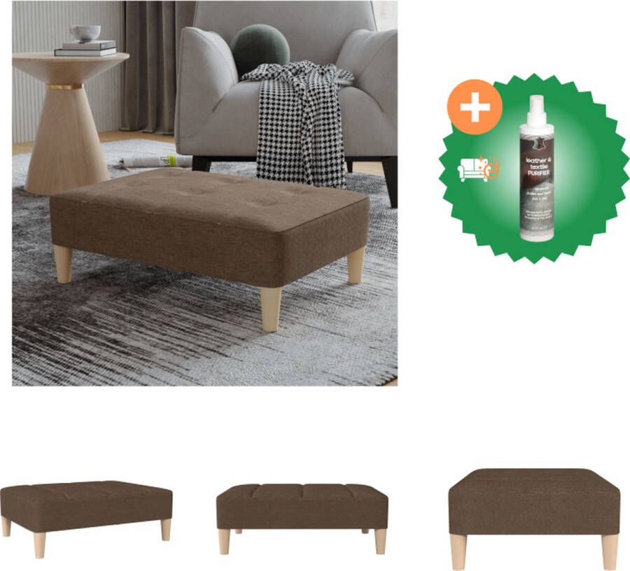 VidaXL Voetenbank Bruin 78 x 56 x 32 cm Stof Kunststof met houtlook en multiplex Voetenbankje Inclusief Reiniger - Foto 3